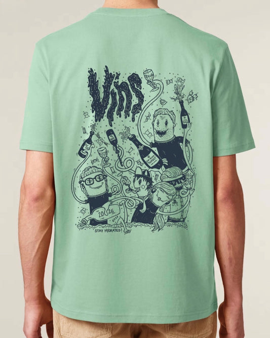 Vins Weinhandel T-Shirt Salbeigrün, Bio-Baumwolle